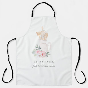 Blush Pink Whisk Spatula Floral Baking Utensils  Apron