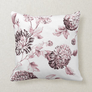 Blush Pink & White Botanical Floral Toile No.2 Cushion