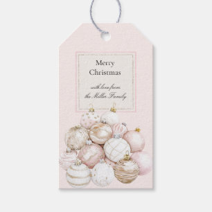 Blush Pink White Champagne Christmas Ornaments Gift Tags
