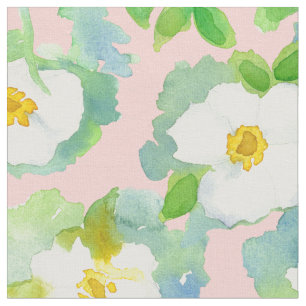 Blush Pink White Cherokee Rose Fabric