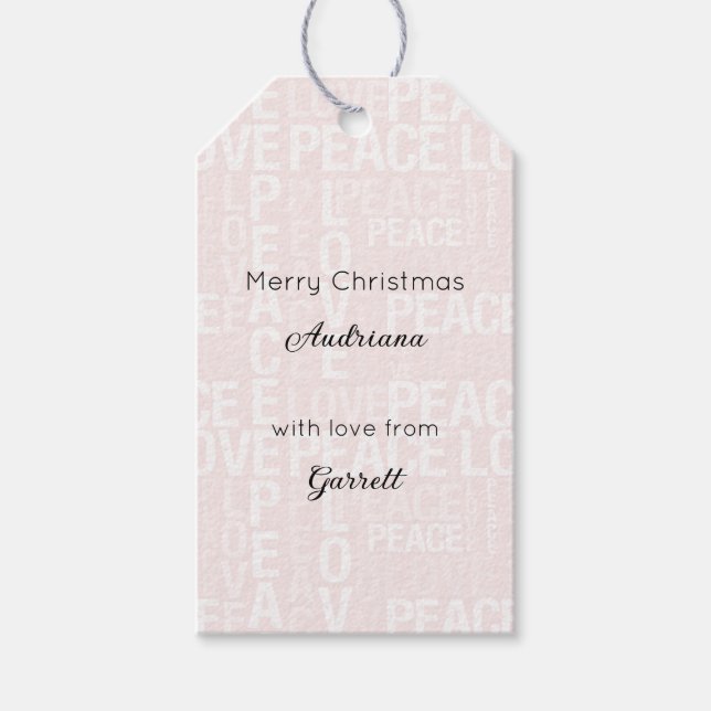 Blush Pink White Christmas Gift Tags (Front)
