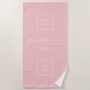 Blush pink white company logo text business  beach towel