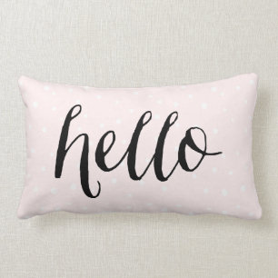 Blush Pink & White Confetti Dots Hello Pillow