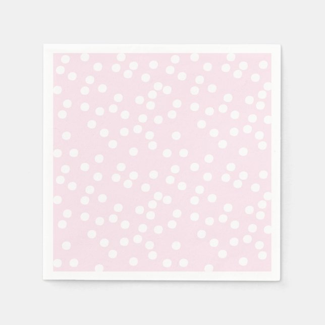 Blush Pink & White Confetti / Polkadots Napkin (Front)