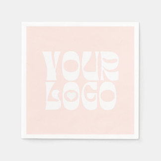 Blush Pink & White Corporate Business Logo Napkin