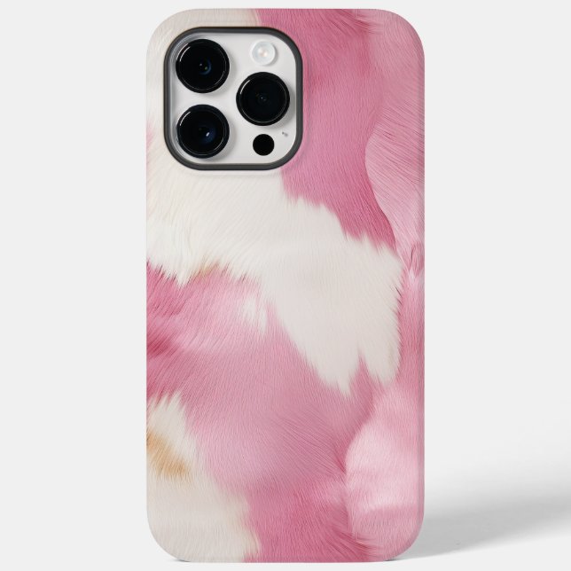 Blush Pink White Cowhide Animal Case-Mate iPhone Case (Back)