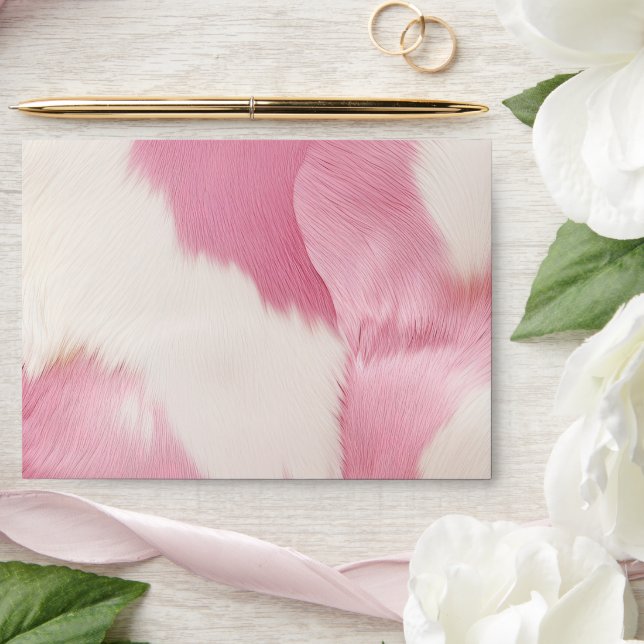Blush Pink White Cowhide Animal Envelope (Wedding)