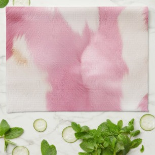 Blush Pink White Cowhide Animal Tea Towel