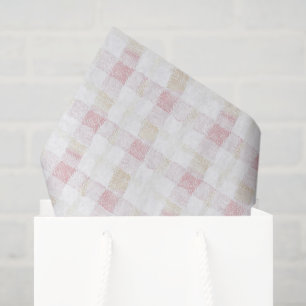 Blush Pink White Cream Plaid Stripes Bridal Shower Tissue Paper