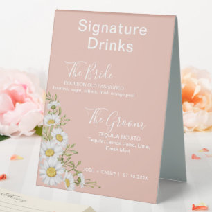 Blush Pink & White Daisies Signature Drinks 