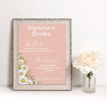 Blush Pink & White Daisies Signature Drinks 