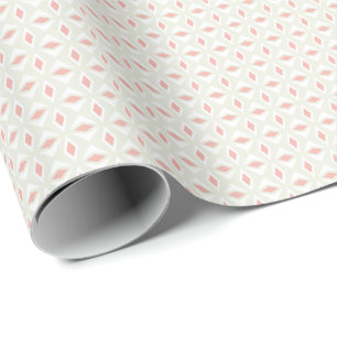 Blush Pink White Diamonds on Cream Wrapping Paper
