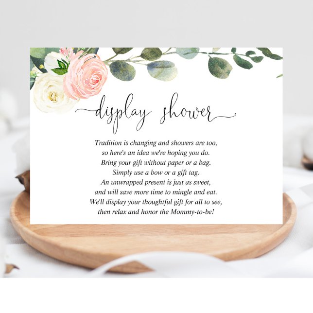 Blush pink white display shower girl baby shower enclosure card (Creator Uploaded)