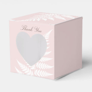 Blush Pink White Fern Heart Thank You Favour Box