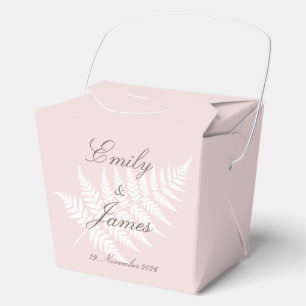 Blush Pink White Fern Medium Take Out Party Favour Box