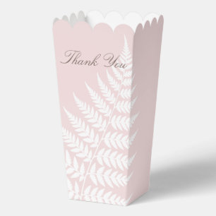 Blush Pink White Fern Popcorn Thank You Favour Box