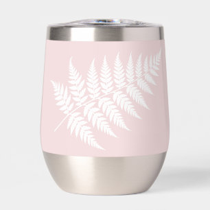 Blush Pink White Fern Simply Elegant Silver