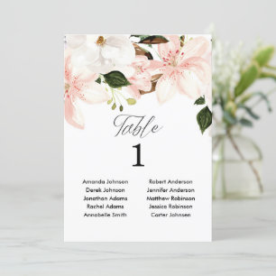 Blush pink white floral 5"x7" table numbers