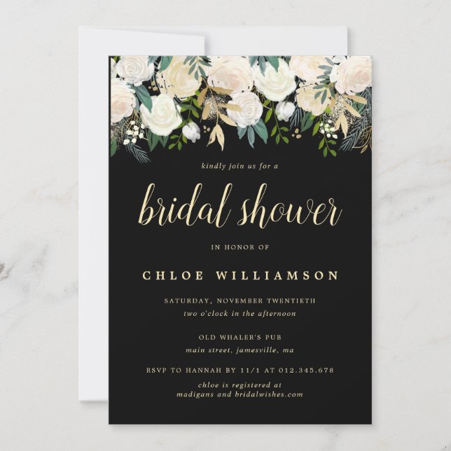 Blush Pink White Floral Bridal Shower Invitation (Front)