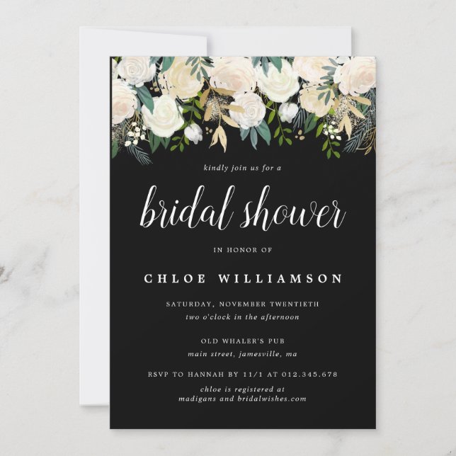 Blush Pink White Floral Bridal Shower Invitation (Front)