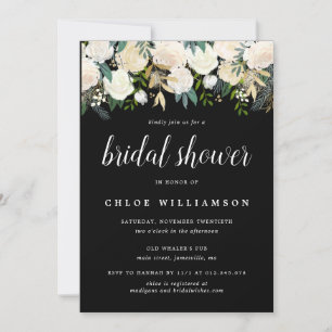 Blush Pink White Floral Bridal Shower Invitation