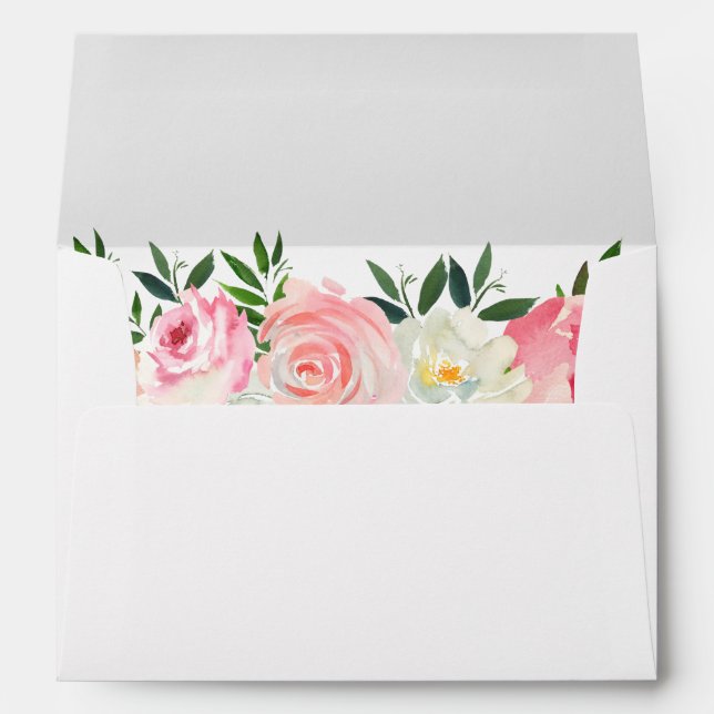 Blush Pink & White Floral Envelope (Back (Bottom))