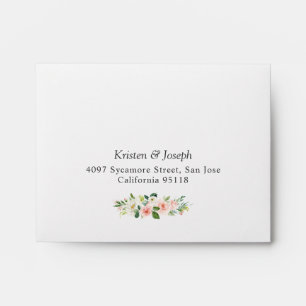 Blush Pink White Floral for Wedding RSVP card Envelope
