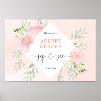 Blush pink white floral greenery sip and see