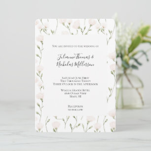 Blush Pink White Floral Wedding Invitation