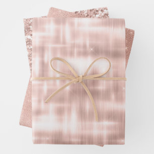Blush Pink White Glam Wrapping Paper Sheet