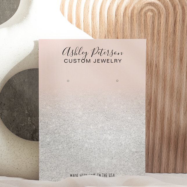 Blush pink white glitter jewellery earring display business card (Creator Uploaded)