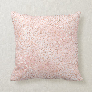 Blush Pink White Glitter Leopard Print    Cushion