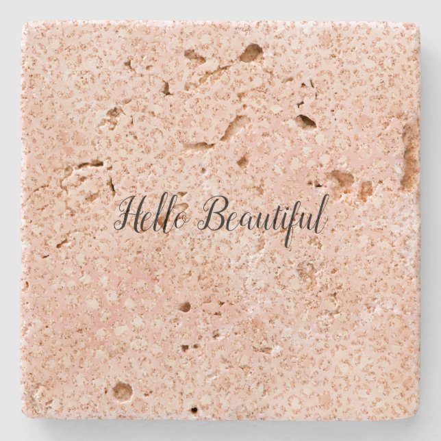 Blush Pink White Glitter Leopard Print   Stone Coaster (Front)