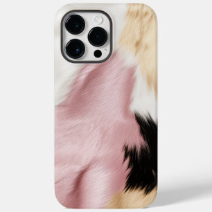 Blush Pink White Gold Black Cowhide Animal Case-Mate iPhone 14 Pro Max Case