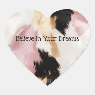 Blush Pink White Gold Black Cowhide Animal Heart Sticker
