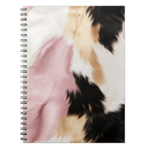 Blush Pink White Gold Black Cowhide Animal Notebook