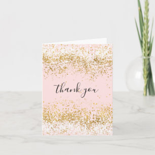 Blush Pink White Gold Confetti Sparkle Thank you