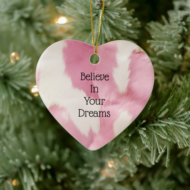 Blush Pink White Gold Cowhide Animal Ceramic Tree Decoration (Tree)