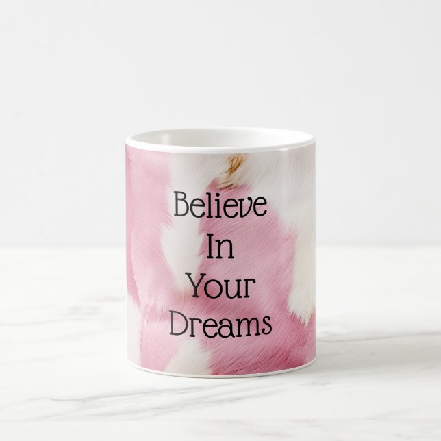 Blush Pink White Gold Cowhide Animal Coffee Mug (Center)