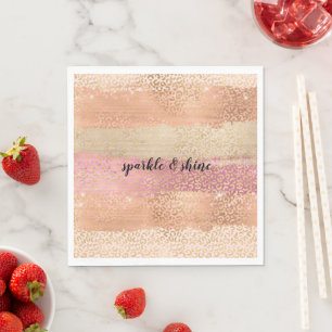 Blush Pink White Gold Girly Glam Leopard Print Napkin