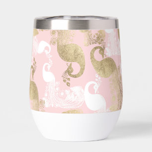 Blush pink white gold royal peacock bird