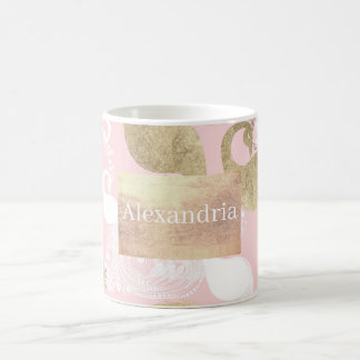 Blush pink white gold royal peacock bird coffee mug
