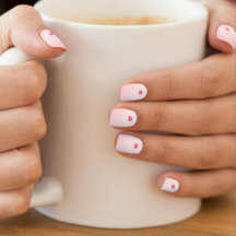 Blush Pink White Gradient Heart Minx Nail Art
