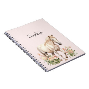 Blush Pink White Horse Tulips Notebook