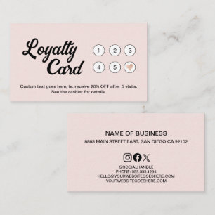Blush Pink White Minimal Modern Salon business Loyalty Card