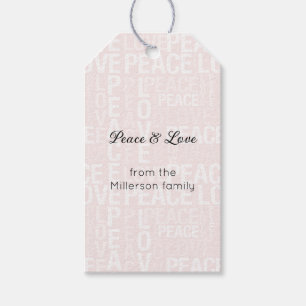 Blush Pink White Peace Love Christmas Gift Tags