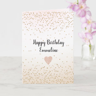 Blush Pink White Peach Ombre Gold Confetti       Card