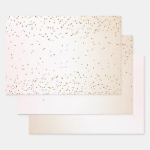 Blush Pink White Peach Ombre Gold Confetti         Wrapping Paper Sheet