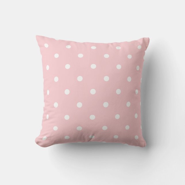 Blush Pink White Polka Dot Trend Pastel Colours Cushion (Front)
