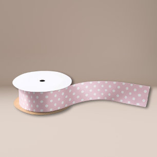 Blush Pink White Polka Dots Satin Ribbon